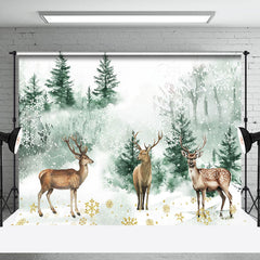 Lofaris Three Deer In The Woods Painting Forest Backdrop