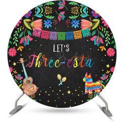 Lofaris Three Esta Colorful Floral Round Birthday Backdrop