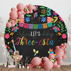 Lofaris Three Esta Colorful Floral Round Birthday Backdrop