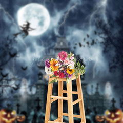 Lofaris Thunder Villa Witch Cemetery Scary Halloween Backdrop