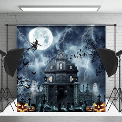 Lofaris Thunder Villa Witch Cemetery Scary Halloween Backdrop