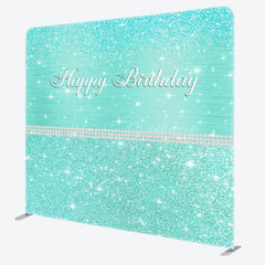 Lofaris Tiffany Green Glitter Birthday Pillow Case Backdrop