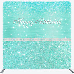 Lofaris Tiffany Green Glitter Birthday Pillow Case Backdrop