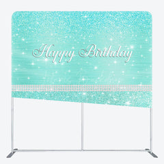 Lofaris Tiffany Green Glitter Birthday Pillow Case Backdrop