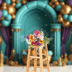 Lofaris Tiger Treasure Green Wall Balloon Cake Smash Backdrop