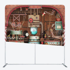 Lofaris Toy Factory Steampunk Christmas Pillow Case Backdrop