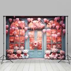 Lofaris Toy Store Bear Pink Hearts Valentines Day Backdrop