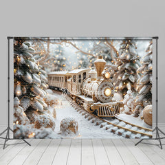 Lofaris Train Toy Pine Tree Christmas Photography Backdrop