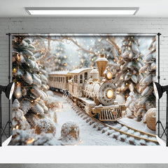 Lofaris Train Toy Pine Tree Christmas Photography Backdrop