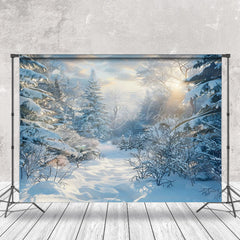 Lofaris Tranquil Snow Forest Winter Sky Photography Backdrop