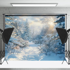 Lofaris Tranquil Snow Forest Winter Sky Photography Backdrop