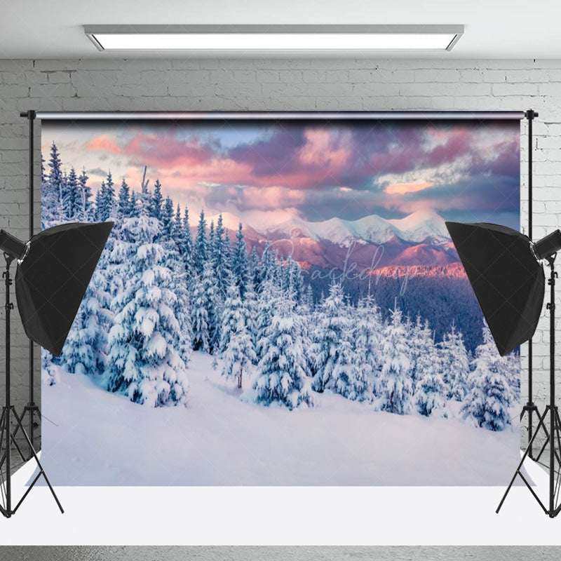 Lofaris Tranquil Snowy Forest Sky Gradient Winter Backdrop