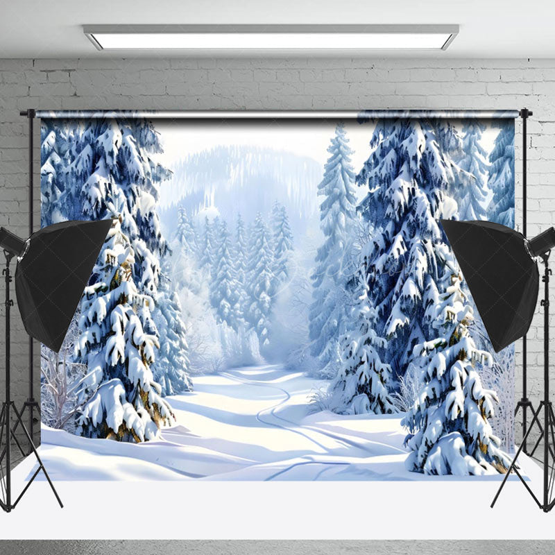 Lofaris Tranquil Winter Forest Snowy Canvas White Backdrop