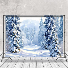 Lofaris Tranquil Winter Forest Snowy Canvas White Backdrop