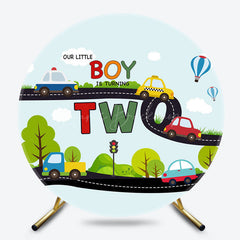 Lofaris Transportation Little Boy Round 2nd Birthday Backdrop