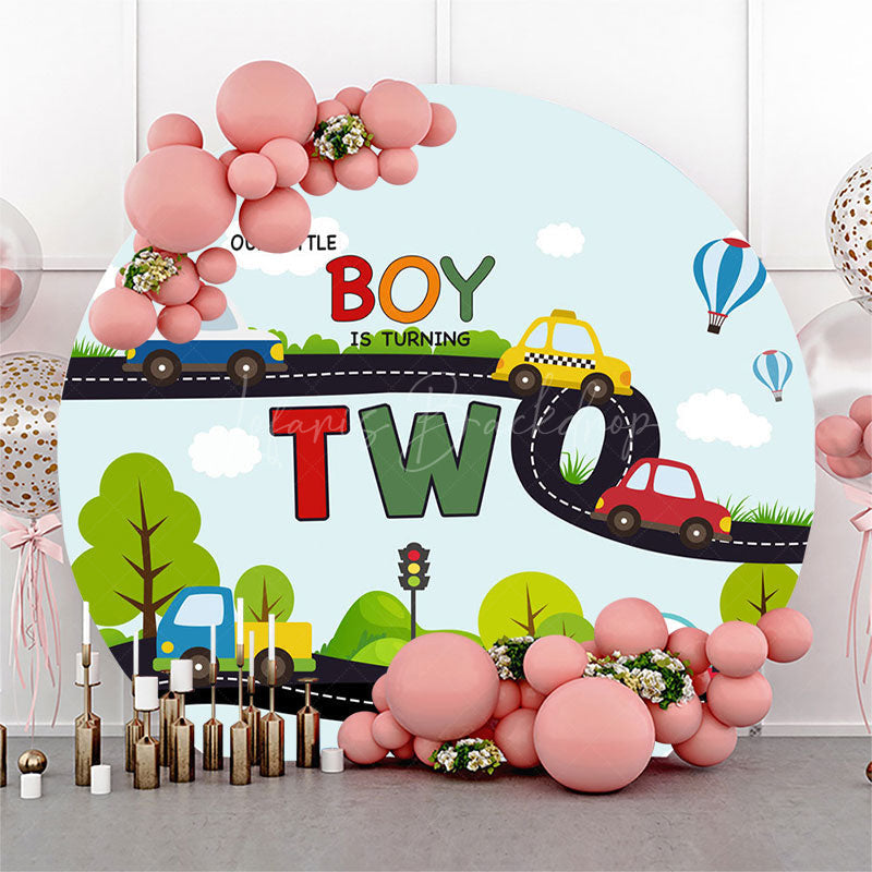 Lofaris Transportation Little Boy Round 2nd Birthday Backdrop