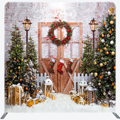 Lofaris Tree Gift Wood Brick Christmas Pillow Cover Backdrop