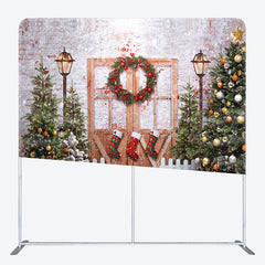 Lofaris Tree Gift Wood Brick Christmas Pillow Cover Backdrop