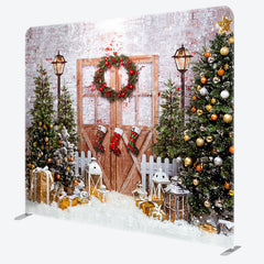 Lofaris Tree Gift Wood Brick Christmas Pillow Cover Backdrop