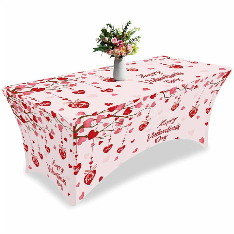 Lofaris Tree Love Heart Valentines Day Stretch Table Cover