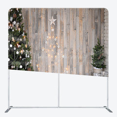 Lofaris Tree Shining Wood Christmas Tension Fabric Backdrop