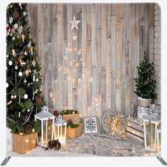 Lofaris Tree Shining Wood Christmas Tension Fabric Backdrop