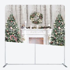 Lofaris Tree Snowy Fireplace Christmas Pillow Case Backdrop