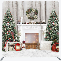 Lofaris Tree Snowy Fireplace Christmas Pillow Case Backdrop