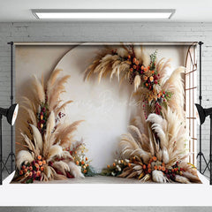 Lofaris Tribal Floral Arch Boho Pampas Grass Photo Backdrop