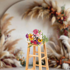 Lofaris Tribal Floral Arch Boho Pampas Grass Photo Backdrop