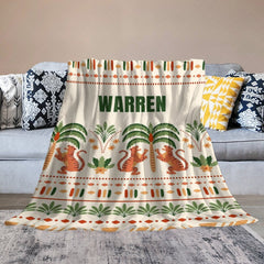 Lofaris Tribal Jungle Forest Tigers Custom Name Blanket