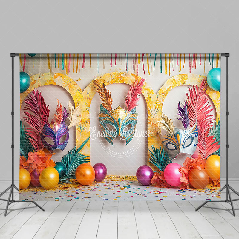 Lofaris Tribal Masquerade Balloons Leaf Cake Smash Backdrop