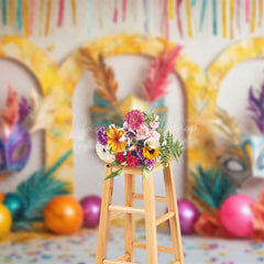 Lofaris Tribal Masquerade Balloons Leaf Cake Smash Backdrop