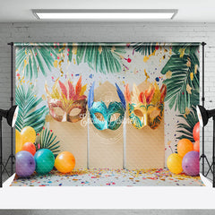 Lofaris Tribal Monstera Balloons Ribbons Cake Smash Backdrop