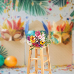 Lofaris Tribal Monstera Balloons Ribbons Cake Smash Backdrop