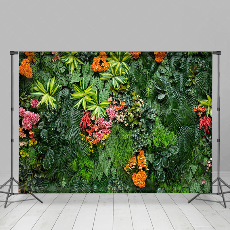 Lofaris Tropical Rainforest Plants And Flowers Green Backdrop