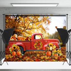 Lofaris Truck Forest Wheat Field Autumn Room Set Backdrop