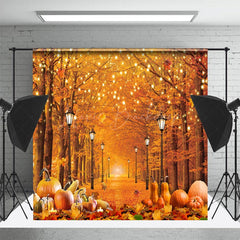 Lofaris Truck Pumpkins Maple Forest Autumn Room Set Backdrop