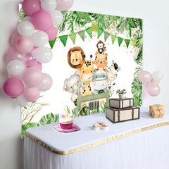 Lofaris Truck Safari Animals Plant Happy Birthday Backdrop