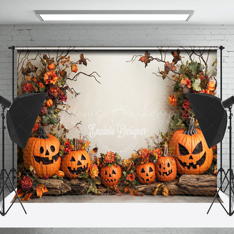 Lofaris Trunk Pumpkin Floral Branch Halloween Photo Backdrop