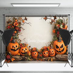 Lofaris Trunk Pumpkin Floral Branch Halloween Photo Backdrop