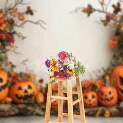 Lofaris Trunk Pumpkin Floral Branch Halloween Photo Backdrop