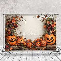 Lofaris Trunk Pumpkin Floral Branch Halloween Photo Backdrop