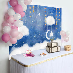 Lofaris Twinkle Blue Sweet Sky Night Baby Shower Backdrop