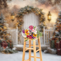 Lofaris Twinkling Lights Winter Christmas Scene Backdrop