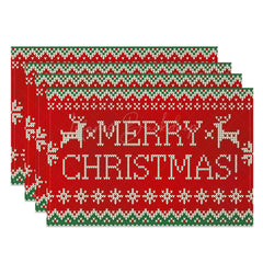 Lofaris Ugly Sweater Pattern Christmas Set Of 4 Placemats