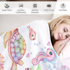 Lofaris Undersea Colorful Animals Custom Name Girl Blanket