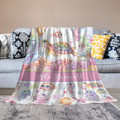 Lofaris Undersea Colorful Animals Custom Name Girl Blanket