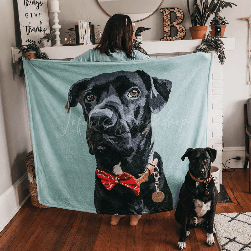 Lofaris Custom Unique Realistic Dog Painting Pet Blanket