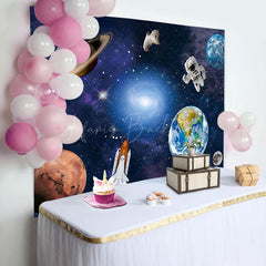 Lofaris Universe Galaxy Astronaut Birthday Party Backdrop